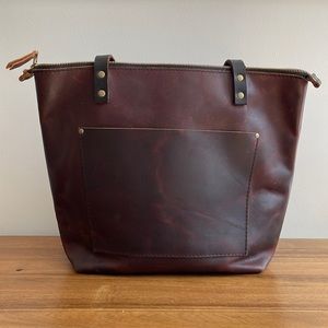 Portland Leather Zipper Tote, Md, Cognac